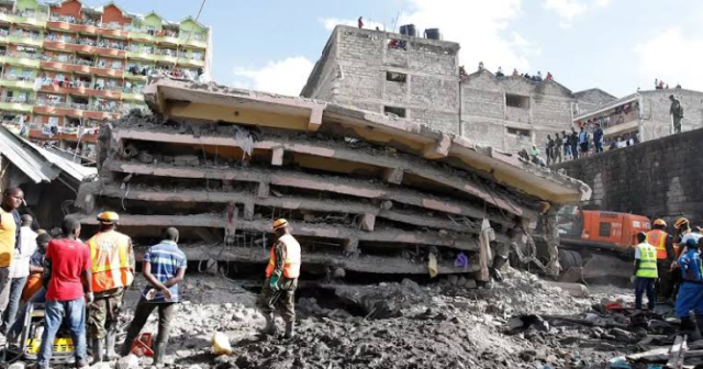 Scene of the building collapse in Abuja